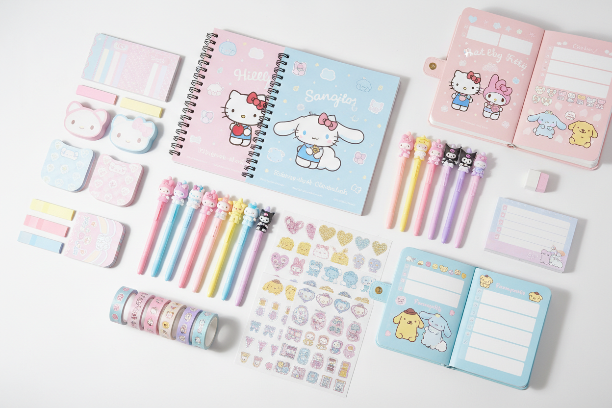 all stationary items with sanrio images